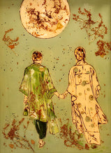 Load image into Gallery viewer, You Are All I Need – original wood artwork by Mehlika Tanriverdi, featuring pyrography and pressed flowers, expressing love and deep connection.