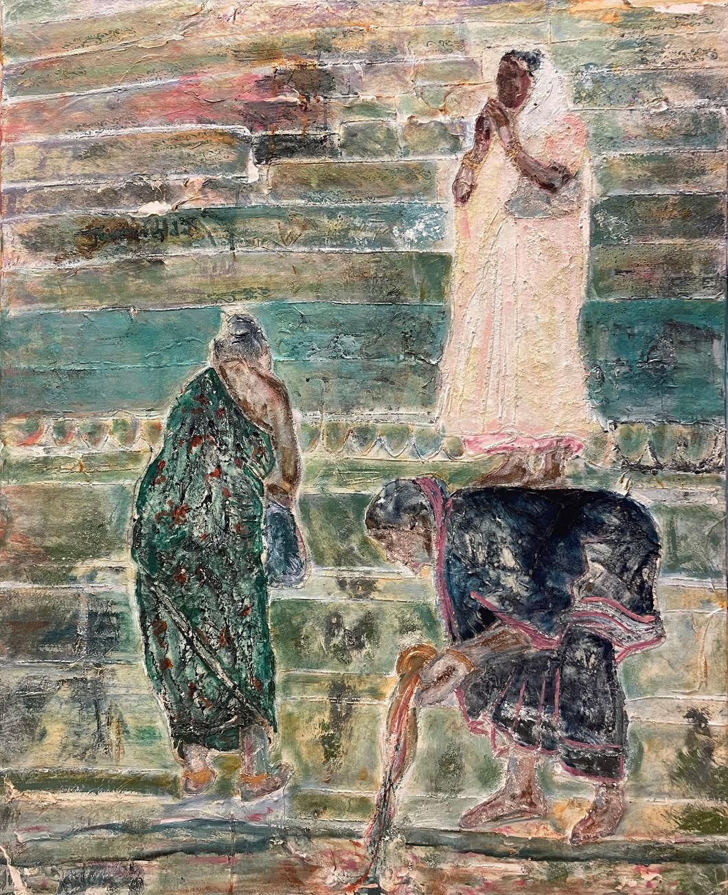 3 Frauen Am Ganges / 80x100 / Leinwand