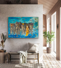 Lade das Bild in den Galerie-Viewer, Elefanten &amp; Burgen / 123 x 92 / Holz
