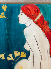 Load image into Gallery viewer, Ginkgo, lady in red / 44x58 / wood

